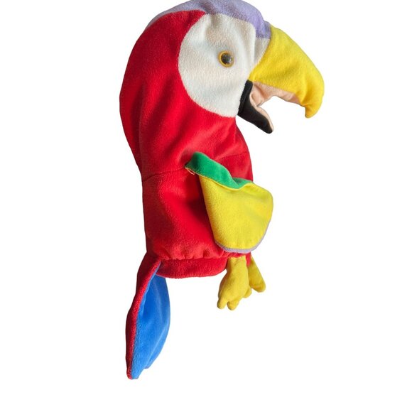 Parrot Hand Puppet Scarlet Macaw 14" Damage to Eyes - Picture 6 of 6